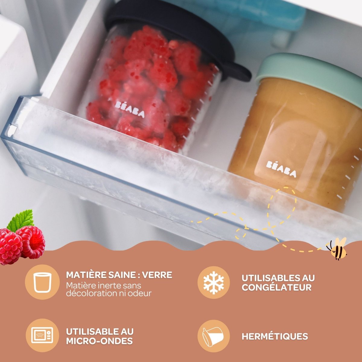 Portion repas en verre 250 ml vert sauge, BEABA