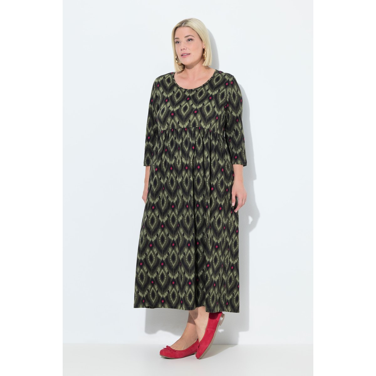 Robe maxi en jersey gris olive, ULLA POPKEN