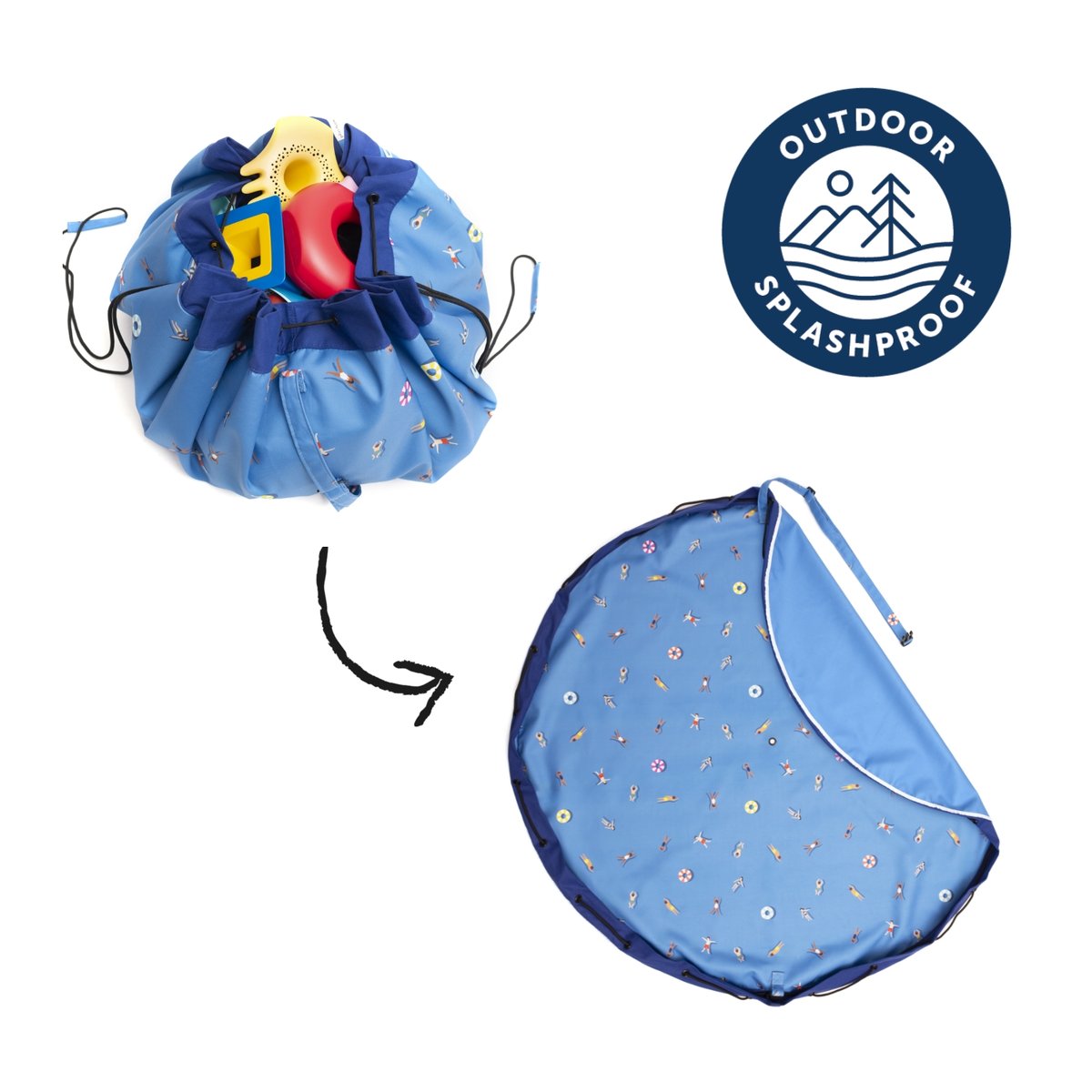 play&go - tapis de jeu & sac à jouets outdoor - swim fun bleu, multicolor, PLAY ET GO
