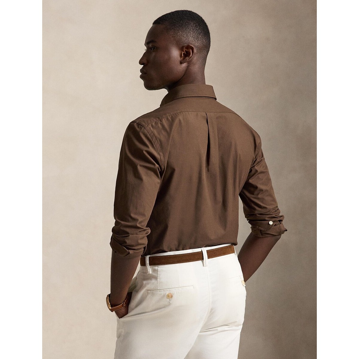 Chemise Custom Fit en popeline stretch muscade, POLO RALPH LAUREN