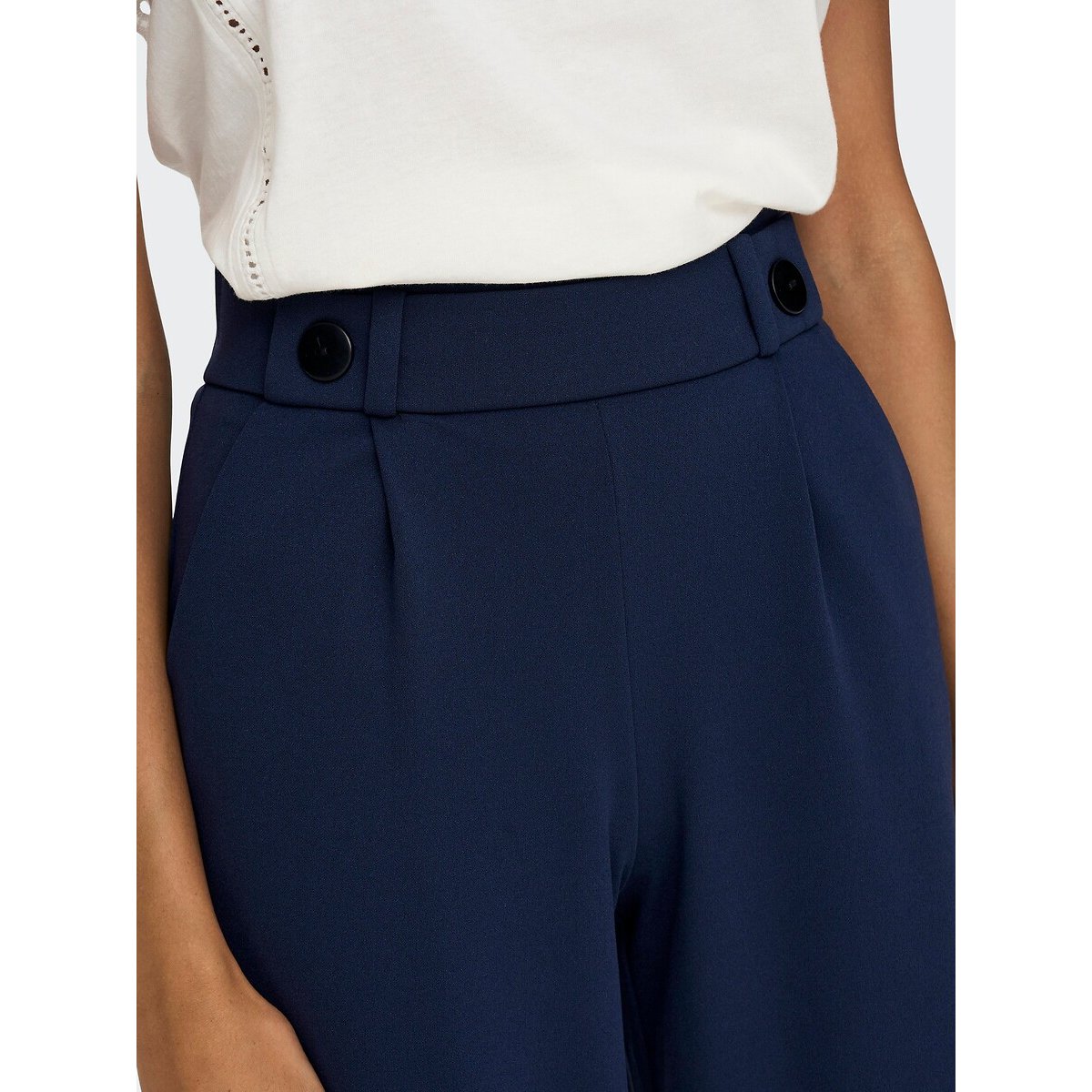 Pantaloni larghi, vita alta blu marino, JDY