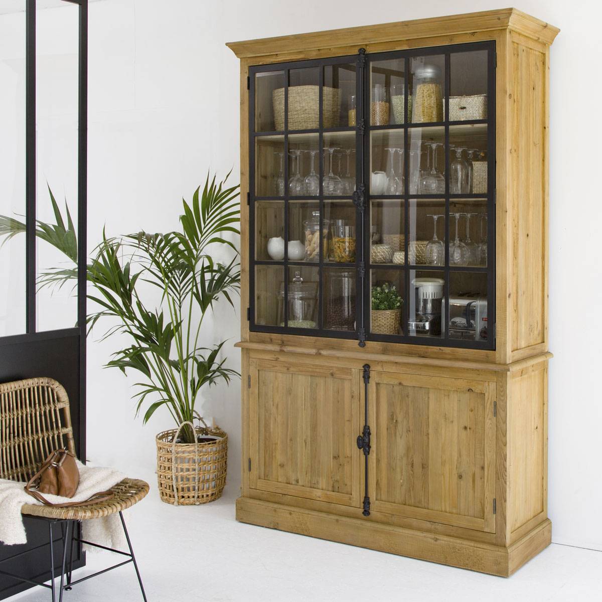 Vaisselier en bois recyclé GARANCE bois clair, MADE IN MEUBLES 