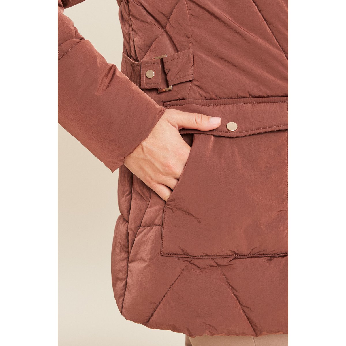 Doudoune cintrée à capuche vieux rose, BREAL
