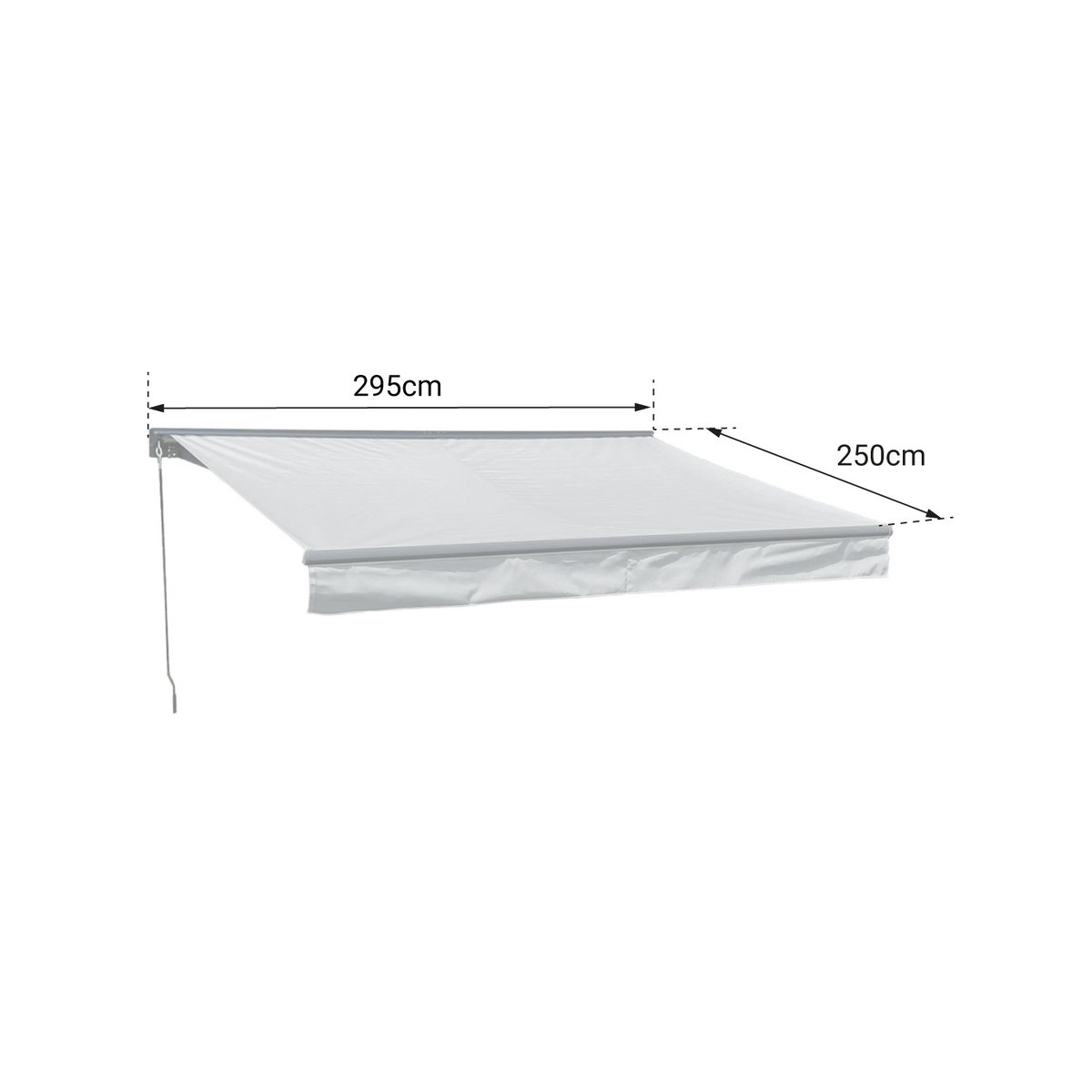 Store banne, semi-coffre, 2,95x2,5m, SAULE blanc, gris, blanc, HAPPY GARDEN