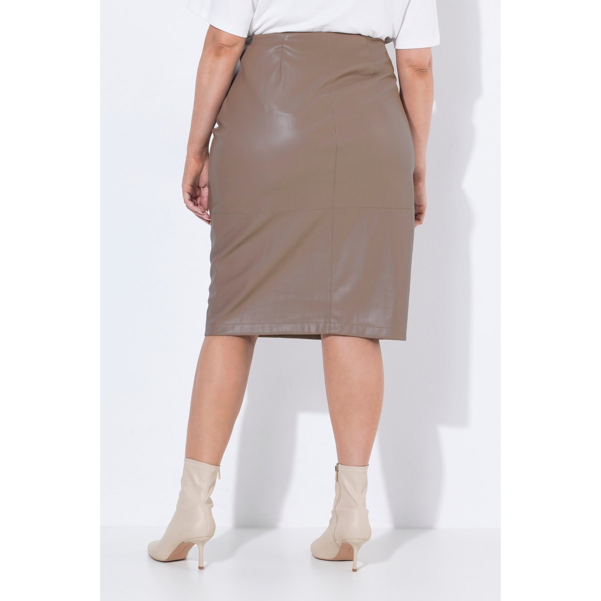 Jupe crayon imitation cuir, coupe Slim Fit marron pâle, ULLA POPKEN