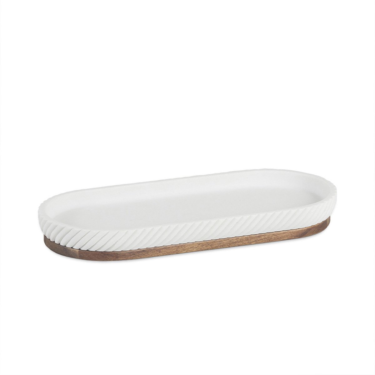 Plateau - Résine blanche et bois - ASCOLI blanc et bois, MAISON AUBERTIN