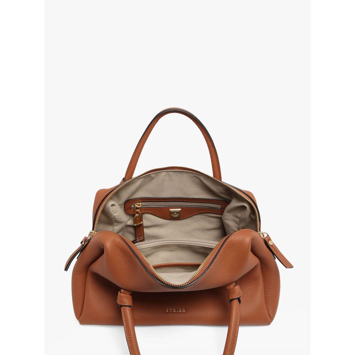 Sac porté main Sienne cuir cannelle, ETRIER