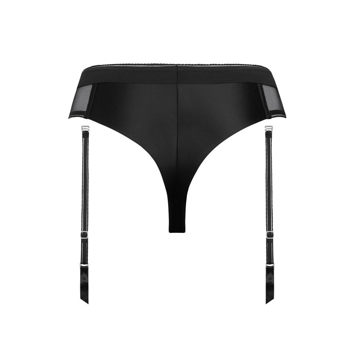 Brésilien échancré taille haute jarretelles amovibles EMINENCE noir, LISCA