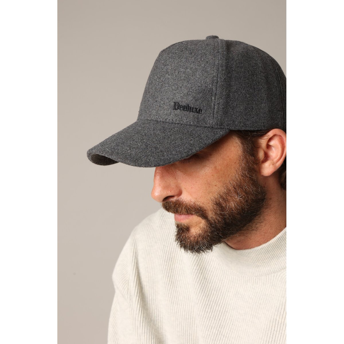 Casquette en laine avec logo ton sur ton ULYSON medium grey mel, DEELUXE