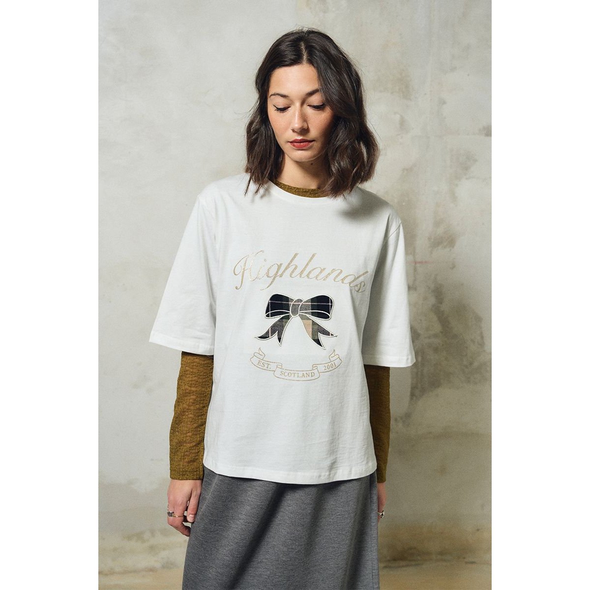T-shirt oversize en coton, brodé blanc, LILI SIDONIO
