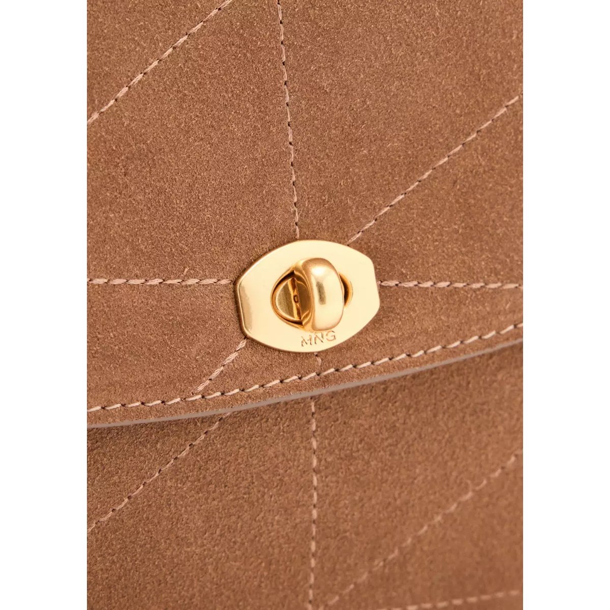 Sac porté épaule en cuir avec chaîne marron moyen, MANGO