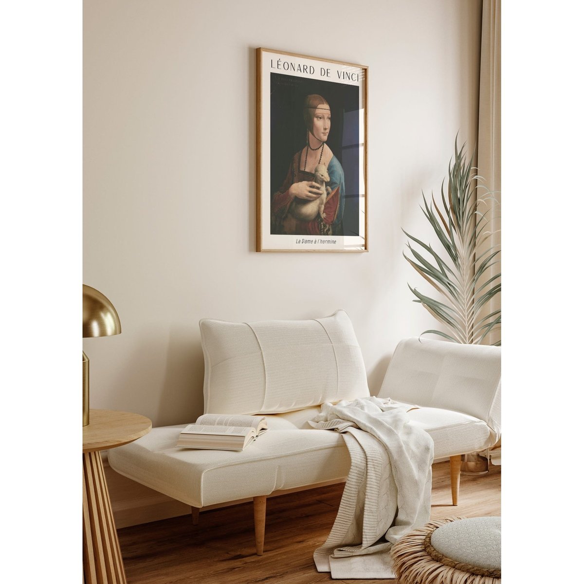 Affiche Léonard de Vinci La Dame à l'Hermine blanc, L'AFFICHERIE