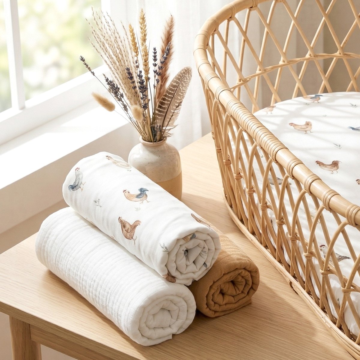Lot de 3 draps housses couffin panier moïse coton GALLINA écru, SEVIRA KIDS