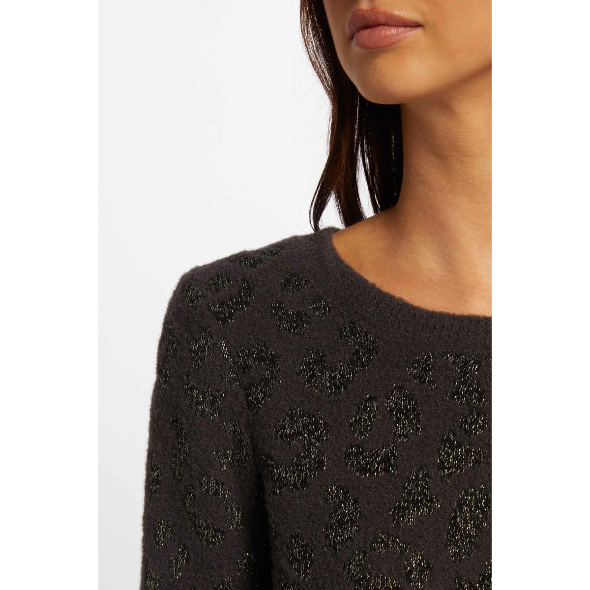Pull col rond imprimé gris anthracite, MORGAN