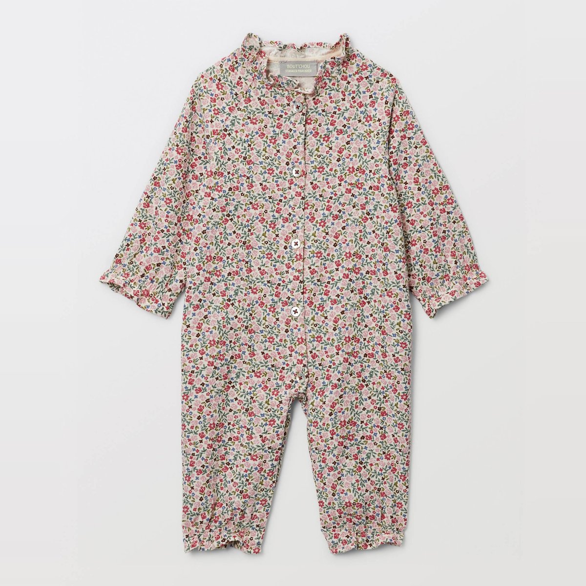 Combinaison longue en coton GOTS blush, BOUT'CHOU