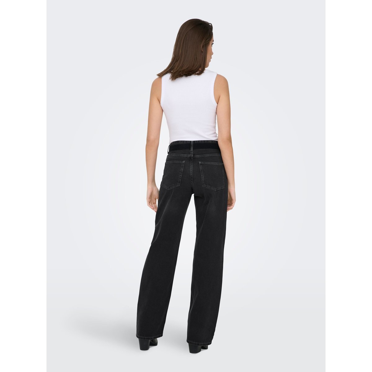 Jean À Jambe Large washed black, ONLY