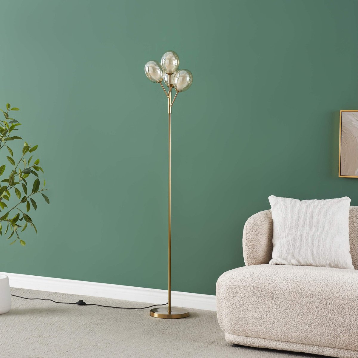Lampadaire bouquet lumineux chic - SERYN laiton et ambré, KOSILUM