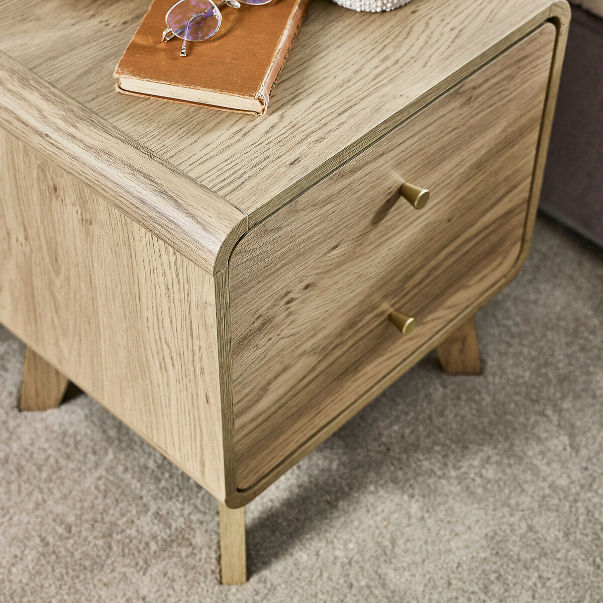Seluna Retro 2 Drawer Oak Bedside natural oak, SO'HOME