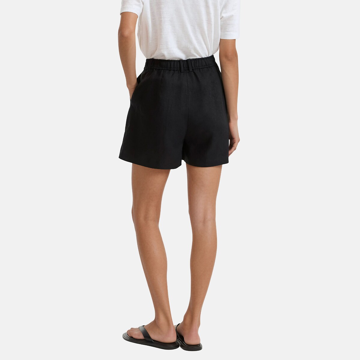 Short en lin, à plis noir, LA REDOUTE COLLECTIONS