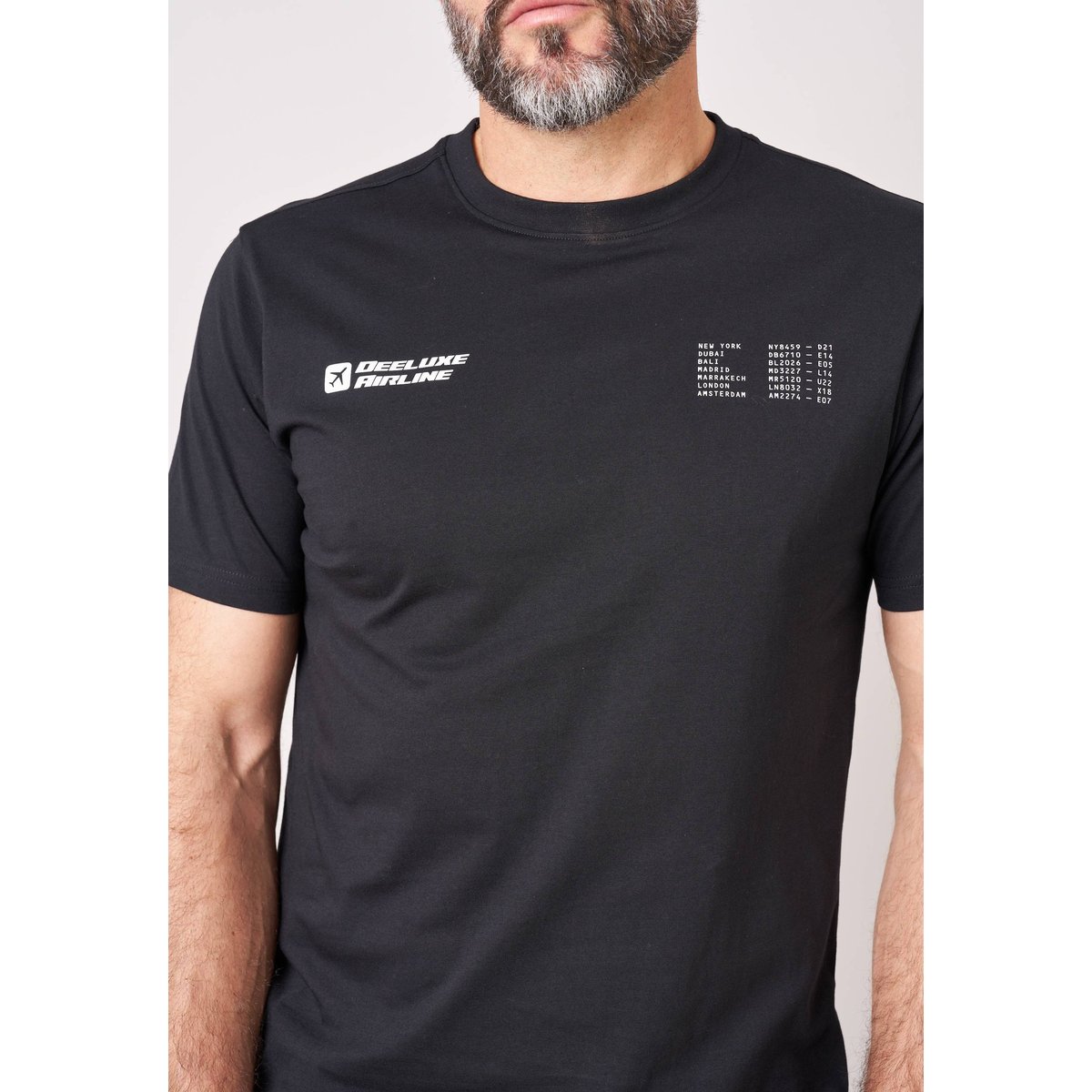 T-shirt confort homme en 100% coton imprimé avion first class FIRSTCLASS black, DEELUXE