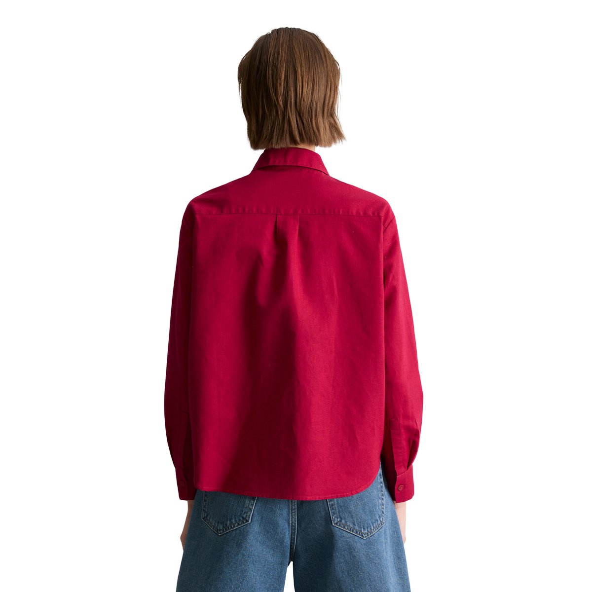 Blouse relaxed en mélange de lin et de coton rouge, MARC O’POLO DENIM