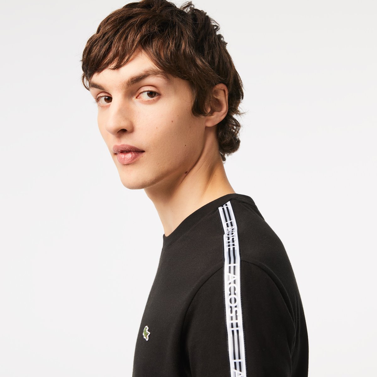 T-shirt regular fit avec bandes siglées contrastées noir-031, LACOSTE