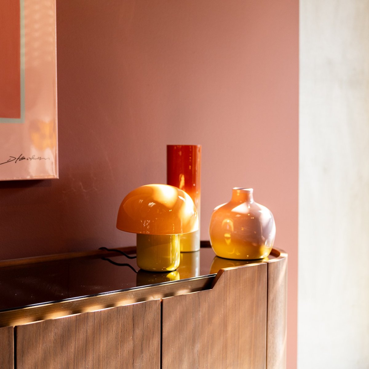 Vase cylindrique dégradé en acier, RICI rouge, KARE DESIGN