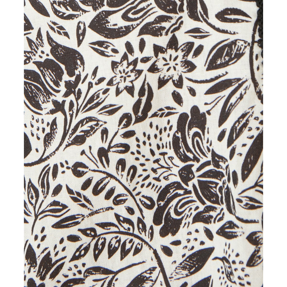 Robe imprimée en lin mélangé noir blanc fleuri, DAMART
