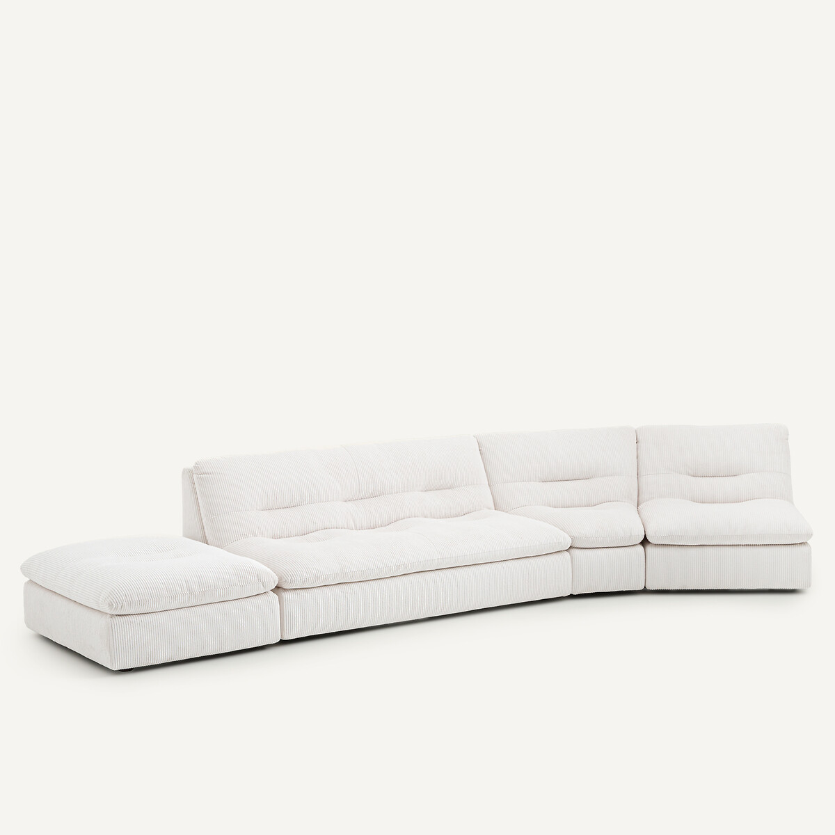 Modulaire 3-zitsbank in geribbeld polyester, Giuliano creme , AM.PM