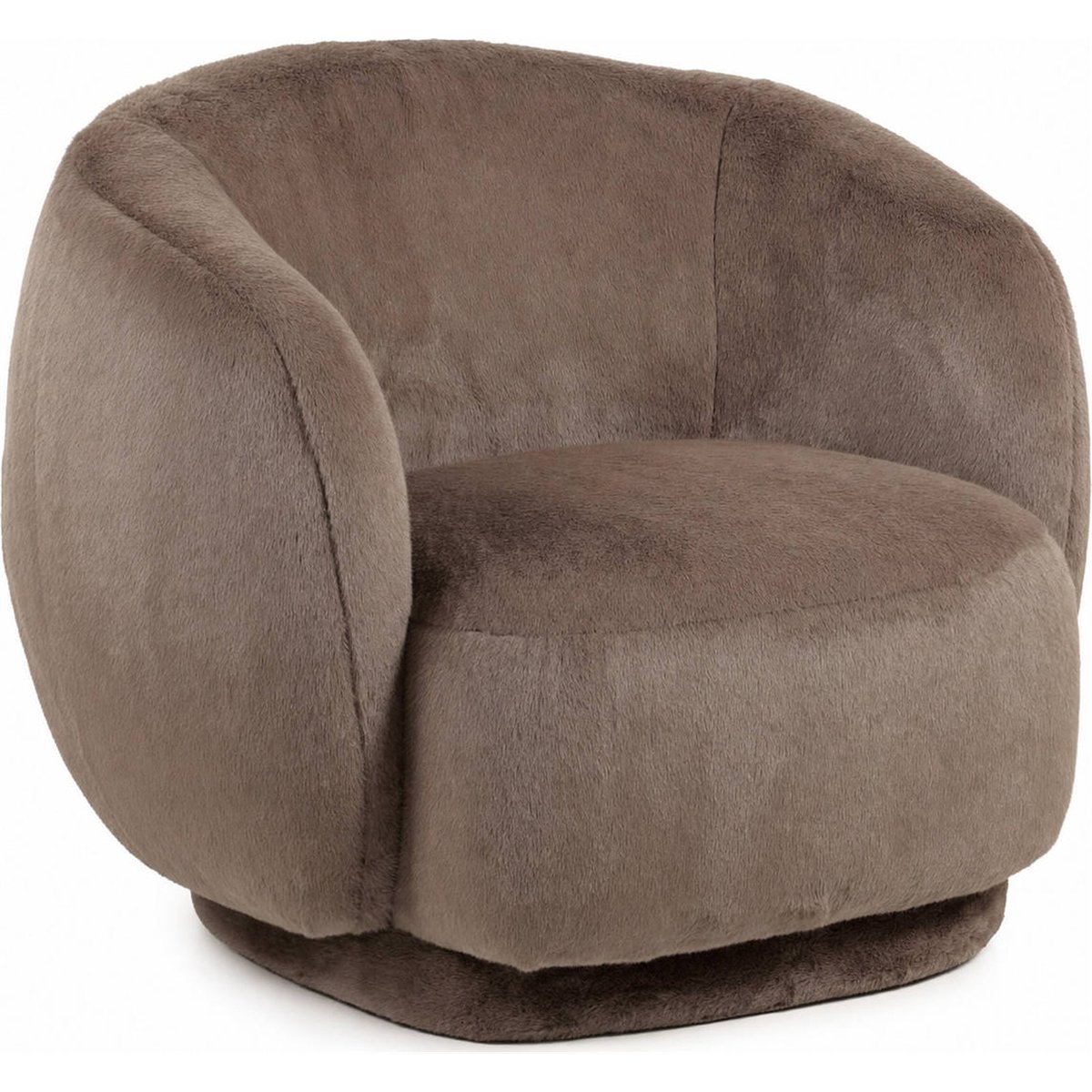 Fauteuil lounge enveloppant effet peluche marron duveteux, RECOLLECTION