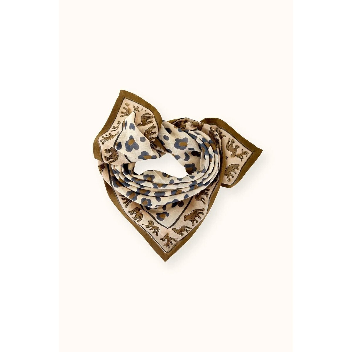 Foulard piccolo con stampa leopardata, DUPITTA leopardo tinta unita, APACHES COLLECTIONS