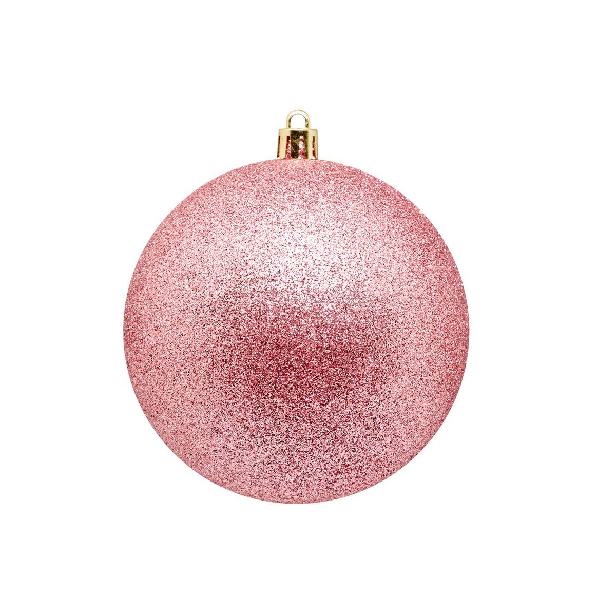 Lot de 4 boules de Noël Svea en plastique écru D. 100 mm rose, FEERIC LIGHTS & CHRISTMAS