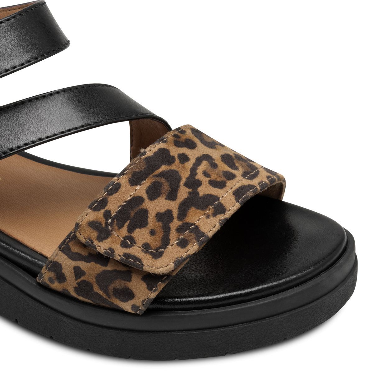 Sandale à talon en cuir noir cuivré, TAMARIS
