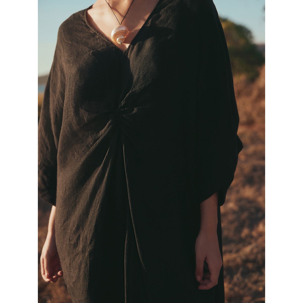 Robe torsadée lin n. premium noir, NEXT