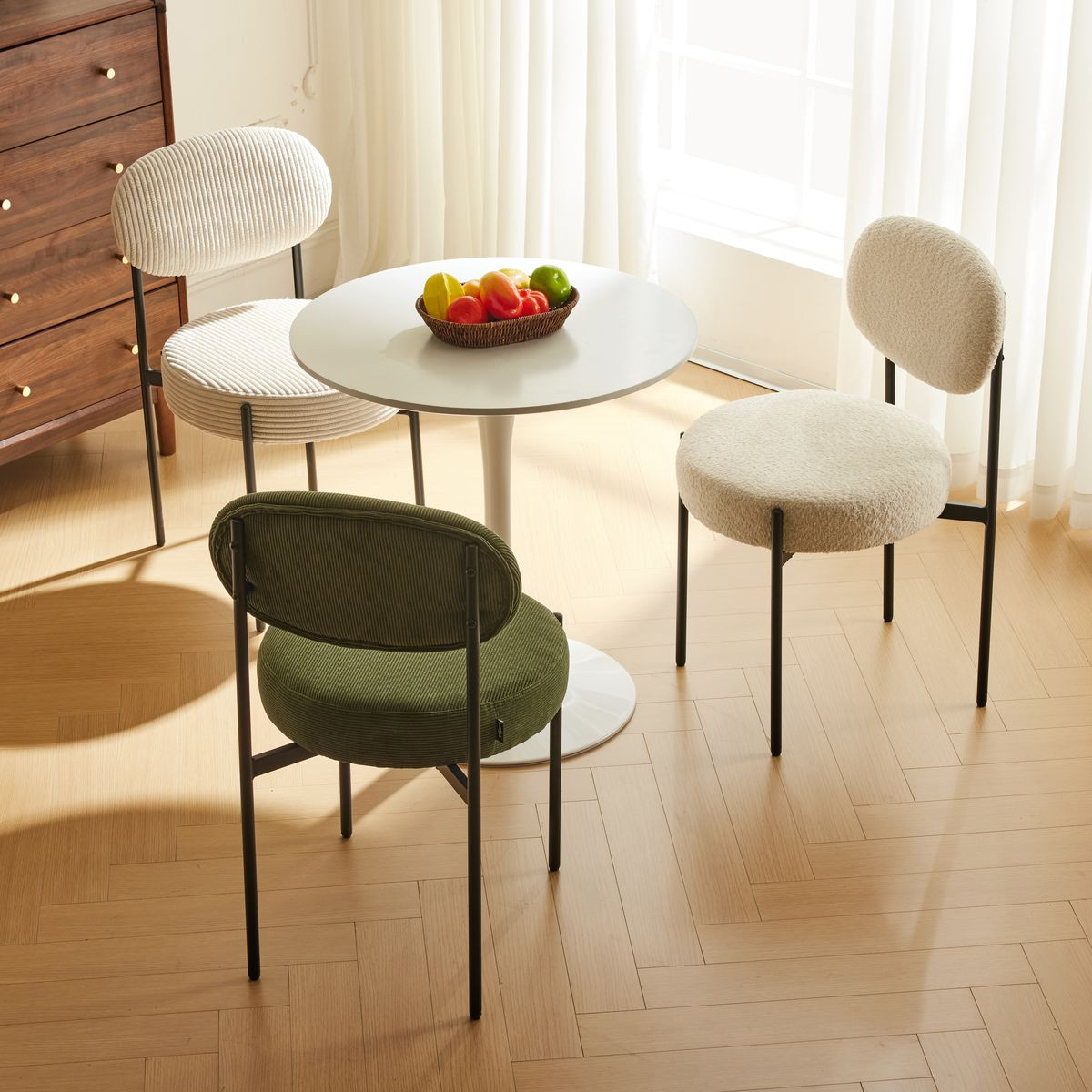 Lot de 2 chaises en velours côtelé - EVORA beige, HOMIFAB