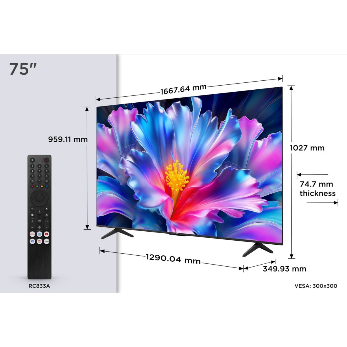 TV LED 75P6L (2026) 75" (191 cm) couleur unique, TCL