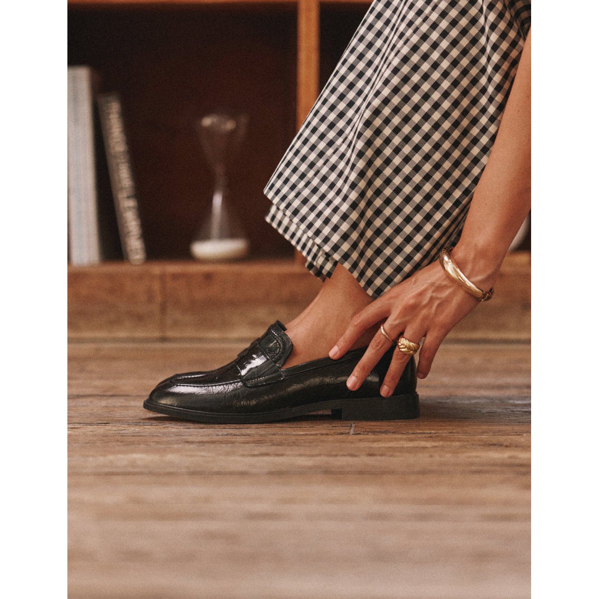 Mocassins MAKO cuir plissé noir, ODAJE