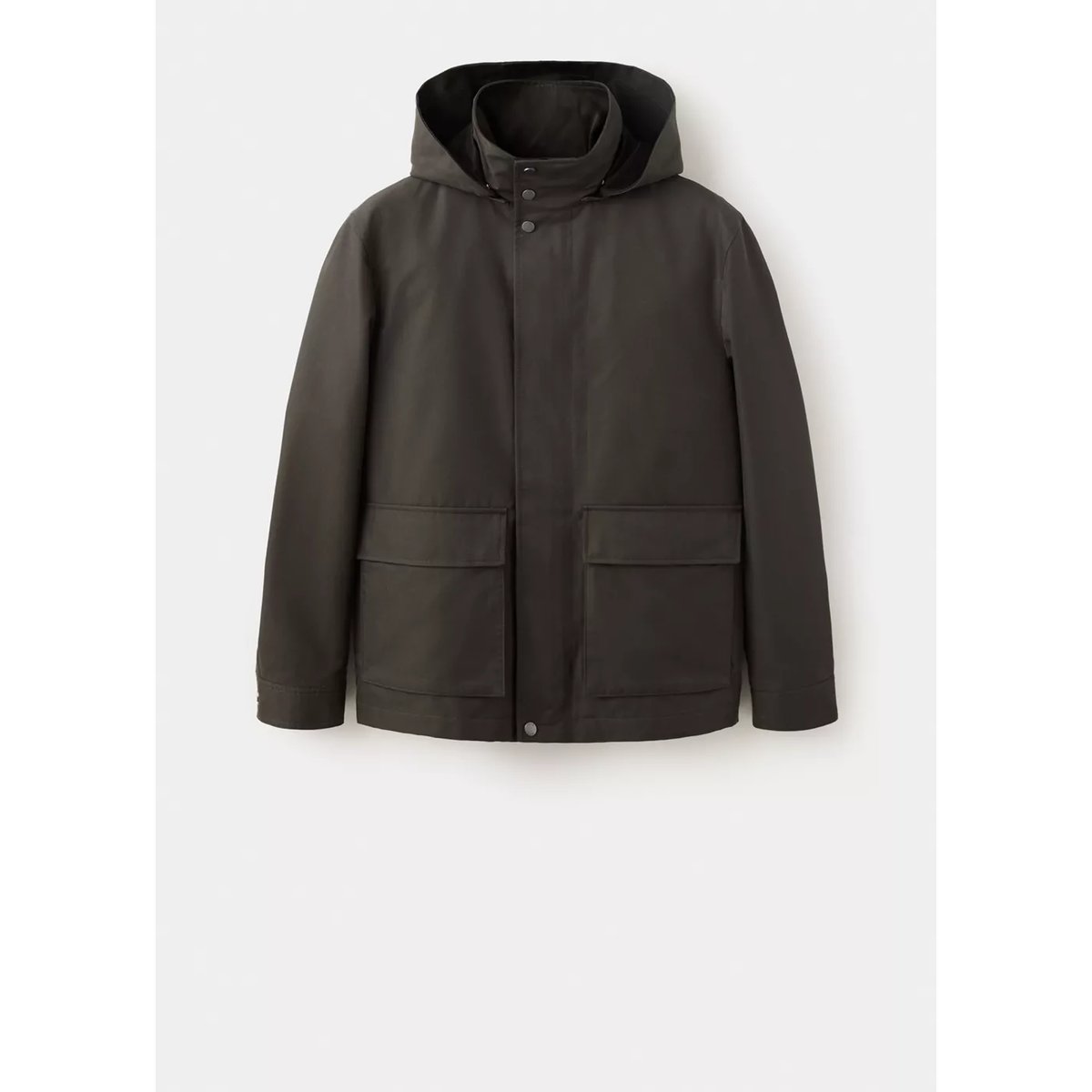 Parka à capuche en mélange de coton marron, MANGO MAN