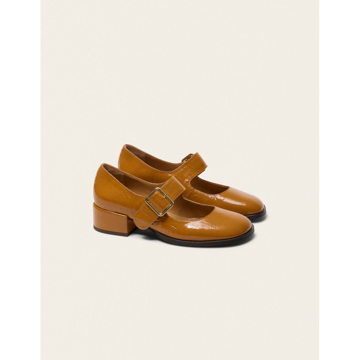 Escarpins AMARI cuir plissé camel, ODAJE