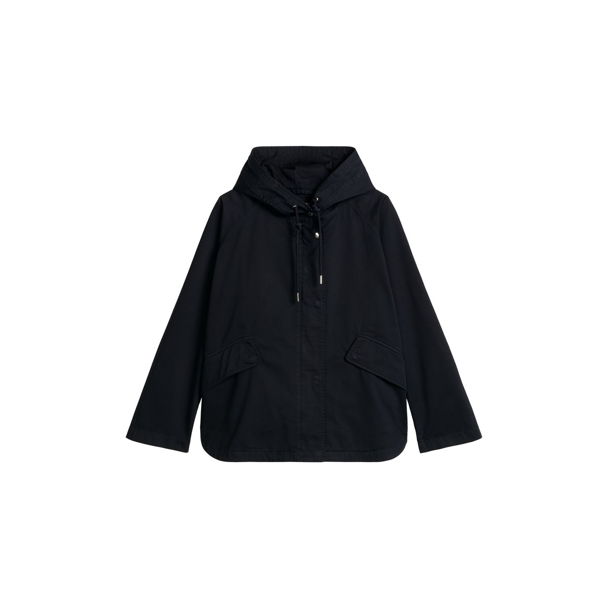 Veste cape avec capuche relaxed garment-dyed en sergé de coton organique bleu foncé, MARC O'POLO