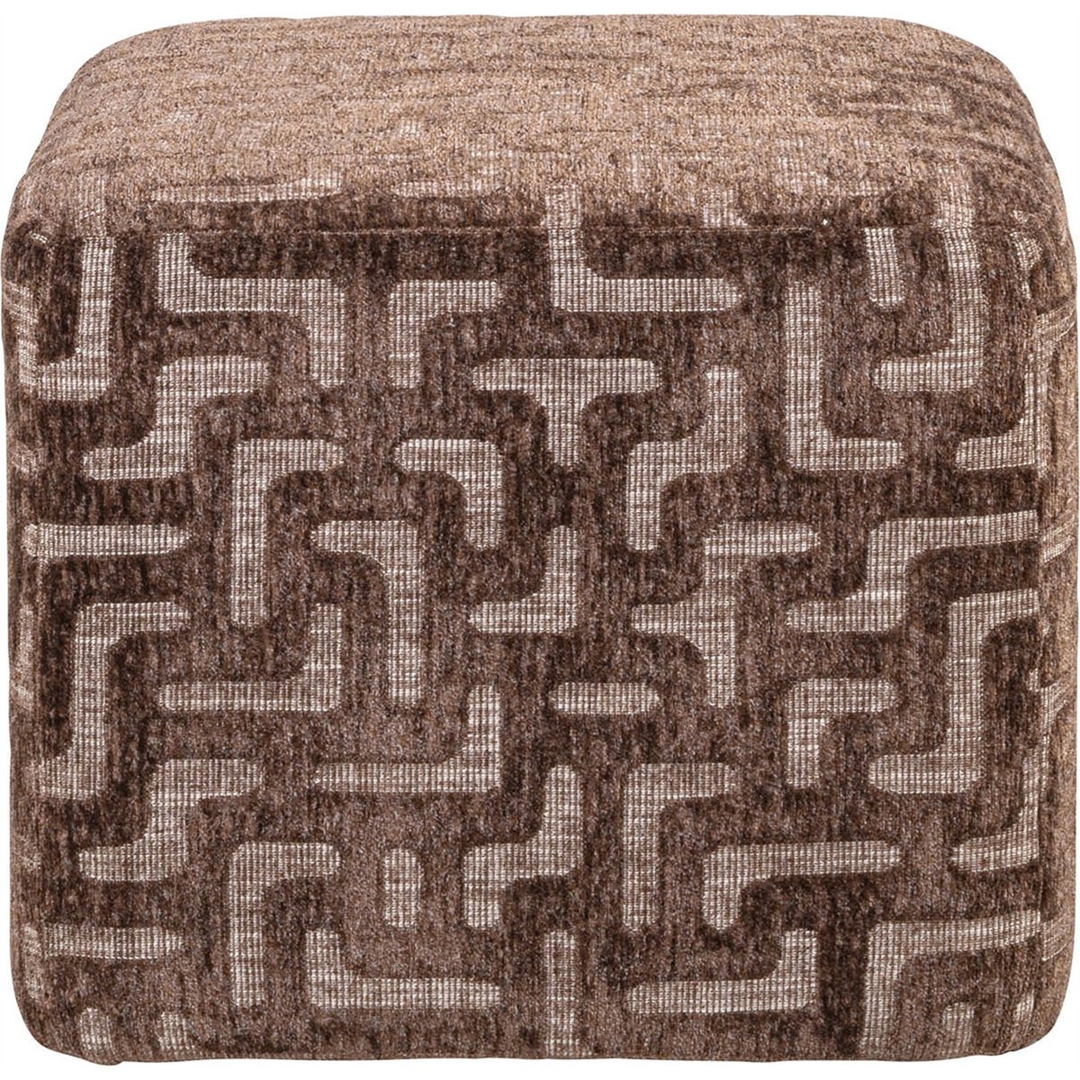 Pouf carré motif labyrinthe fait main brun labyrinthe, RECOLLECTION