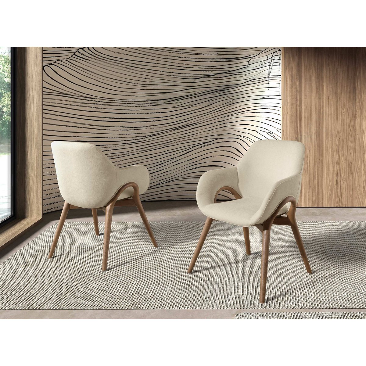 Chaise en tissu noyer | beige, ANGEL CERDA
