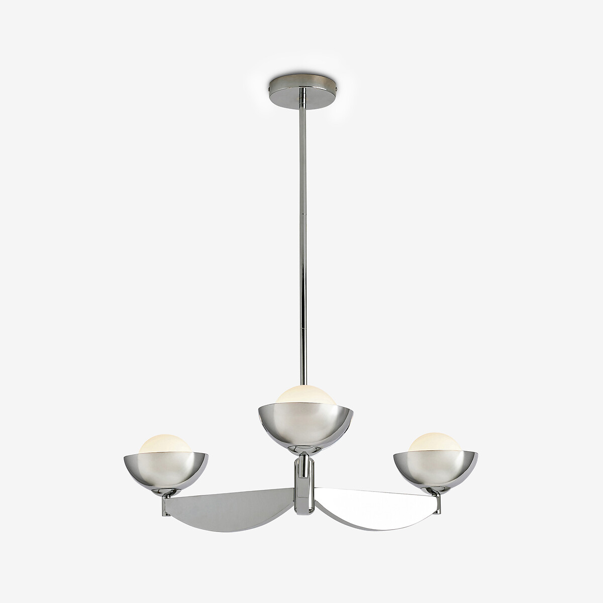 MADE.COM Layla 3-Light Opal Globe Pendant Light chrome, MADE
