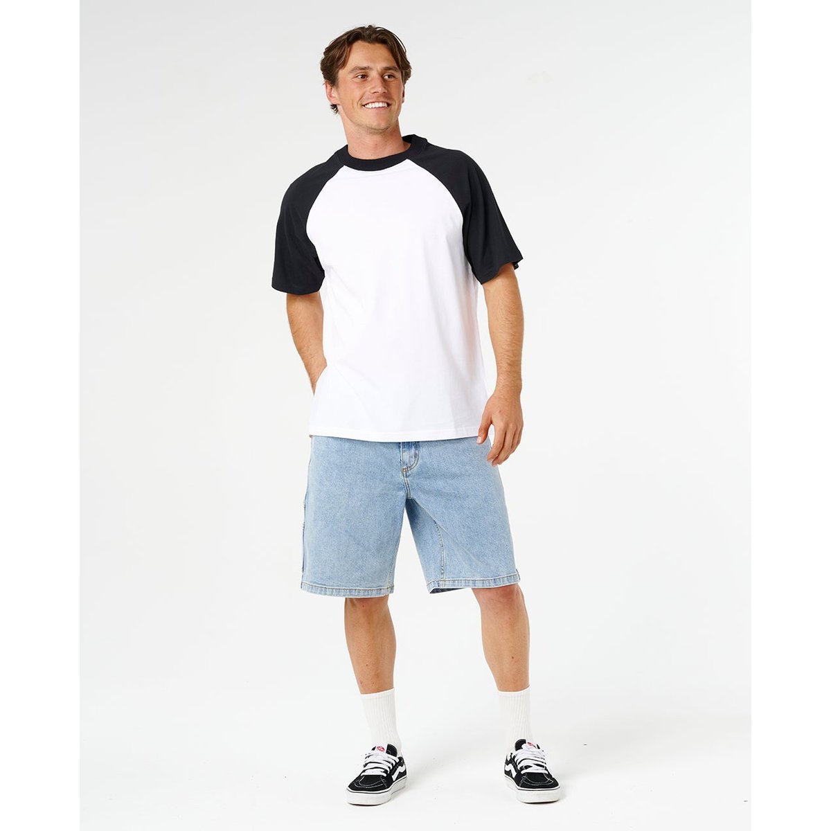 T-shirt RAGLAN uni noir/blanc, RIP CURL