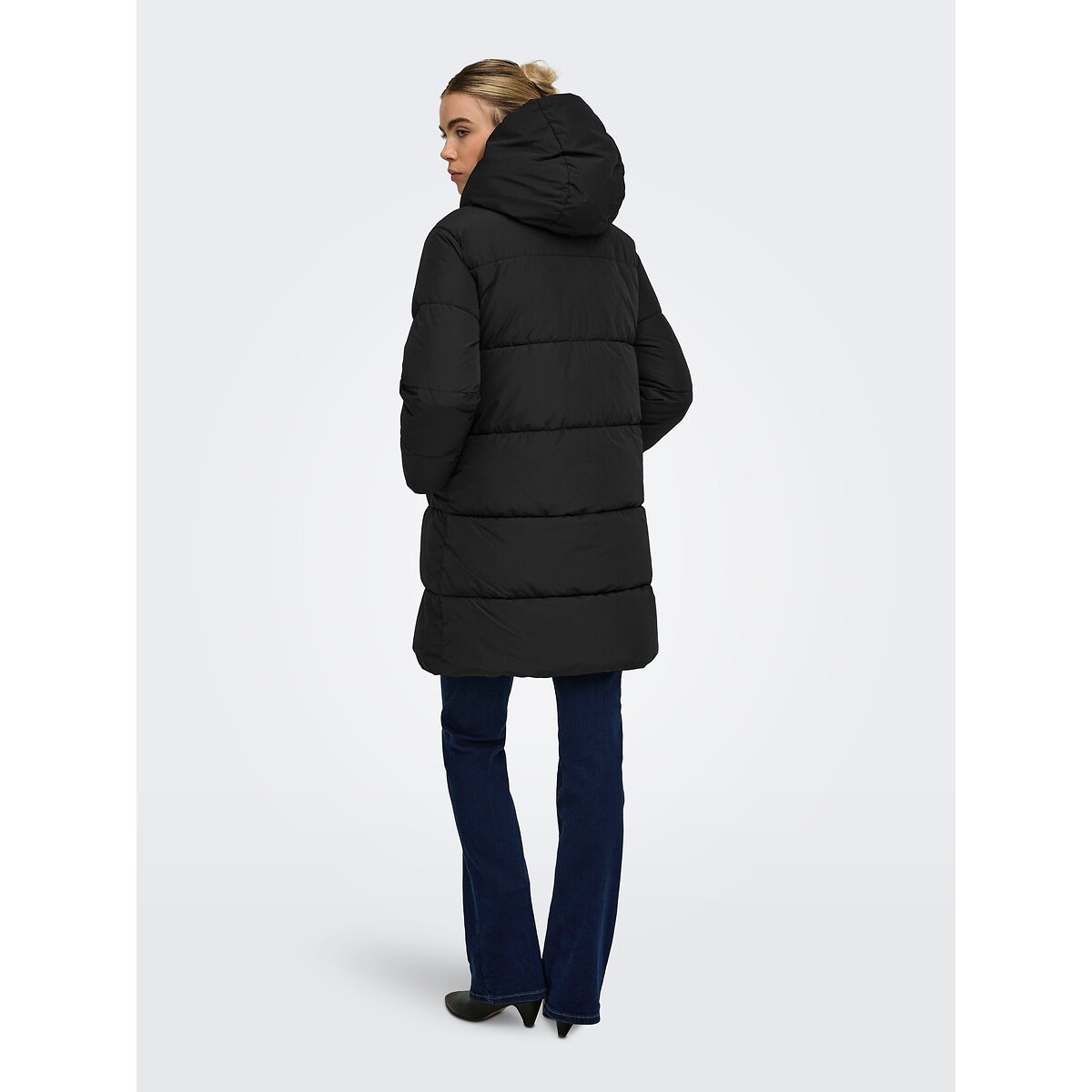 Long Hooded Padded Jacket black, ONLY