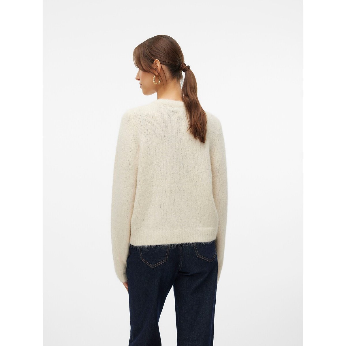 Gilet boutonné col rond beige clair, VERO MODA