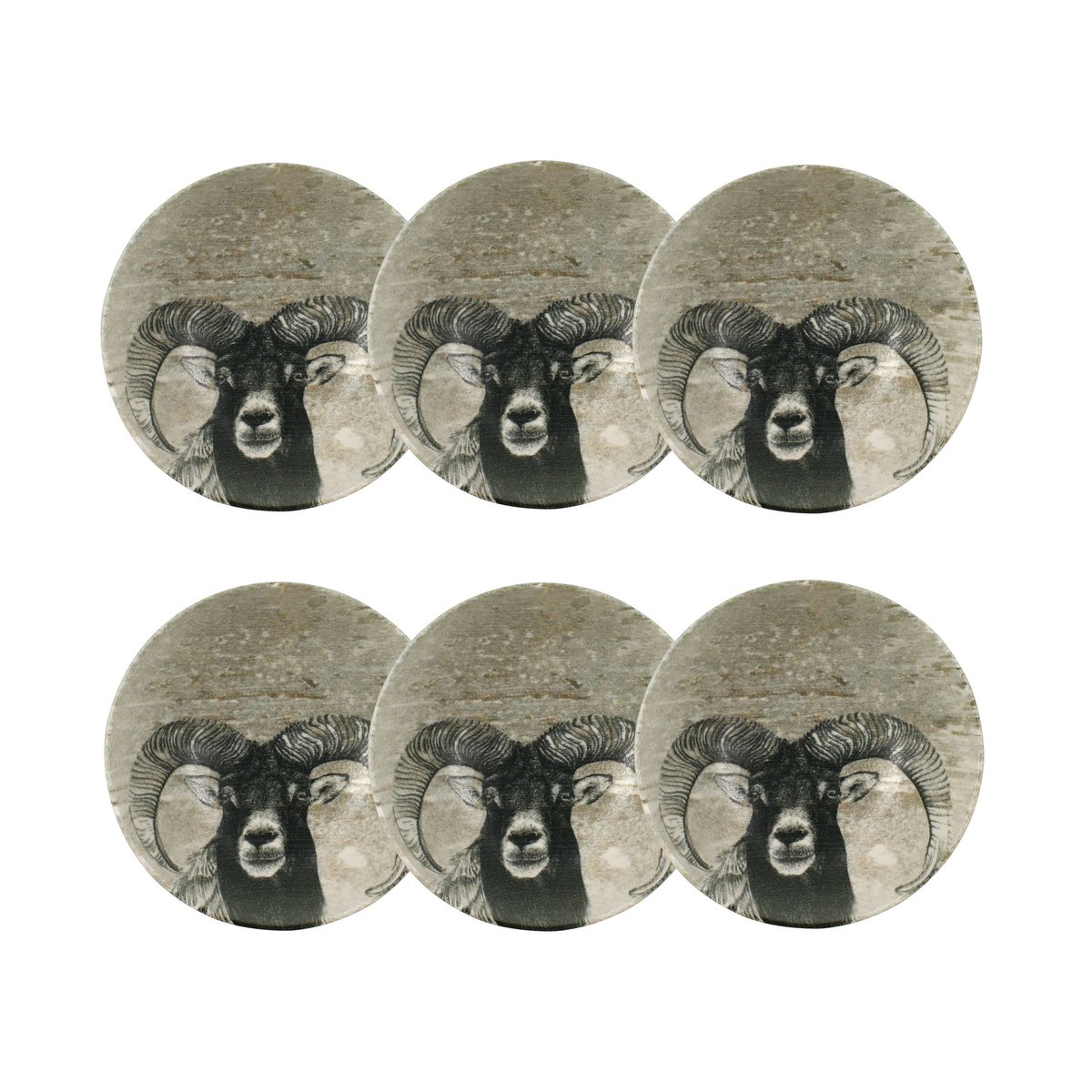 Lot de 6 coupelles en porcelaine 14cm, LACHAT gris, NOVASTYL