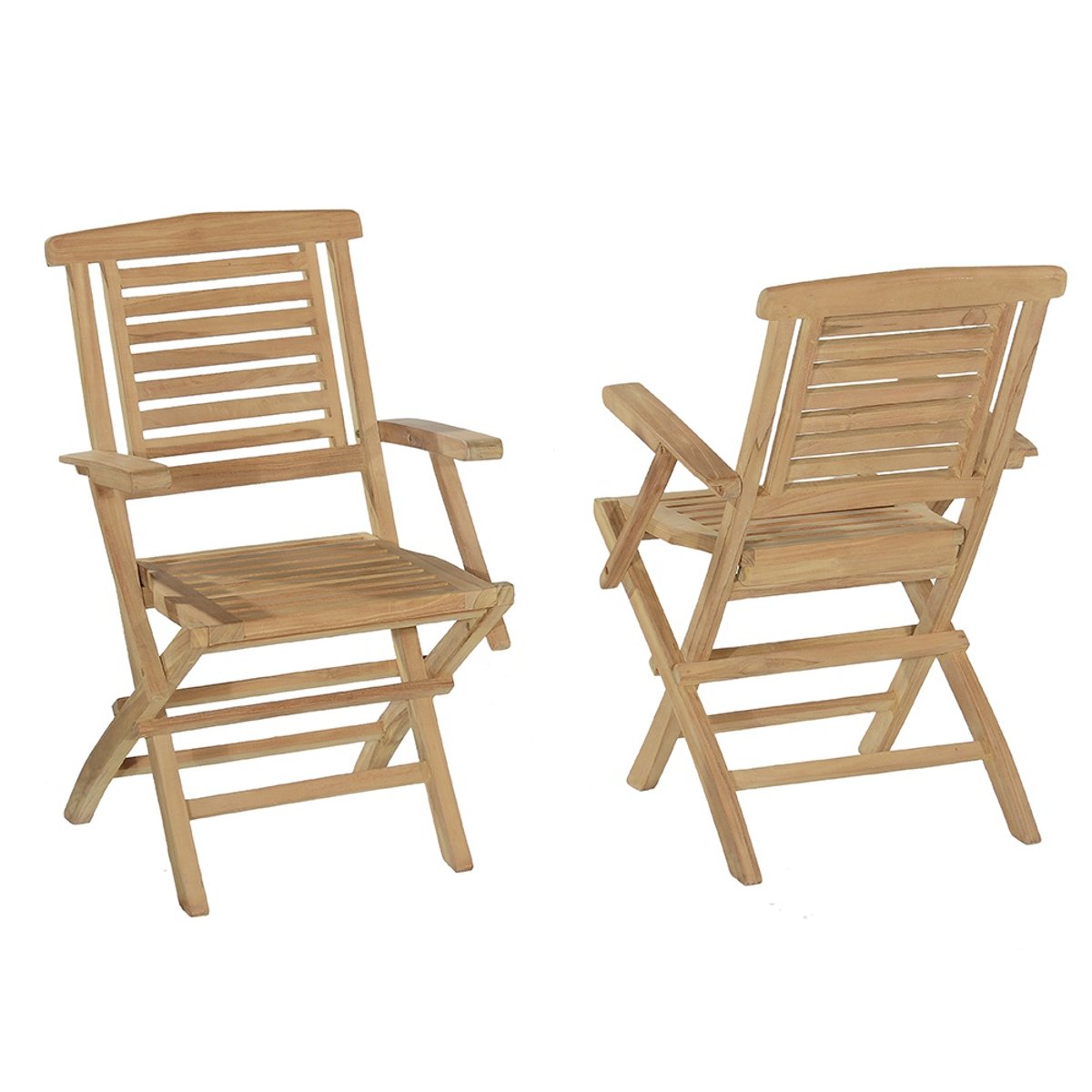 Fauteuils de jardin pliantes en teck massif (lot de 2) - BARBADE naturel, TECK ATTITUDE