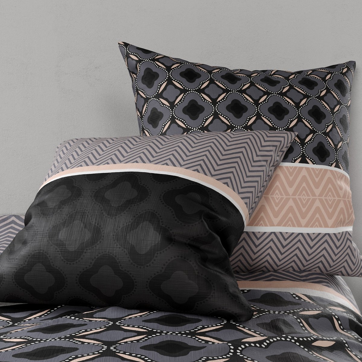 Parure de lit - Housse de couette coton 57 fils rose, EDEN