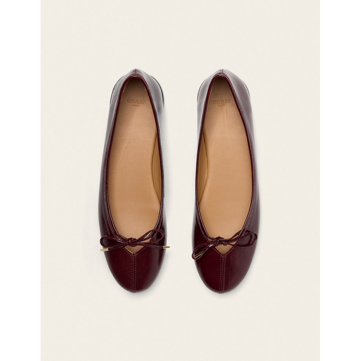 Ballerines PALEA cuir plissé verni bordeaux, ODAJE